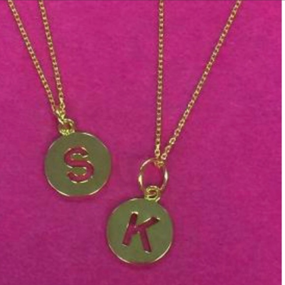14K over .925 Sterling Silver Cut Out Initial Neck